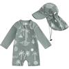 XIXIMAON Costume da bagno per neonati, ragazzi, protezione UV, costume da bagno, a maniche lunghe, cuffia da bagno, set per piscina, spiaggia, immersioni, surf, 3-6 Mesi
