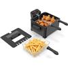 FANTASK Friggitrice da 2000 W, friggitrice con termostato 150 - 190 ℃ & timer, contenitore dell'olio estraibile + finestra e protezione da surriscaldamento, ideale per cucina e casa, nero (5 l)