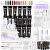 SAVILAND Kit Unghie Gel Completo 15 Colori 15g Polygel per Unghies con Lampada UV e Slip Solution, Kit Ricostruzione Unghie Professionale con Base y Top Coat Adatta per l'autunno e l'inverno
