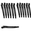 NIYATA 12 pinze professionali per parrucchiere da donna, antiscivolo, becco d'anatra, 11 cm, colore: nero