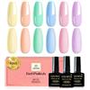 YSUVIN Smalti Semipermanenti per Unghie Pastello, 6 Colori Macaron Rosa Chiaro Azzurro Ciano Viola Chiaro Primavera Estate Semipermanente Unghie Kit Soak Off UV/LED per Femminile DIY Nail Art
