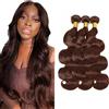 Evaxilc 22 24 26 Inch Body Wave Bundles Human Hair Extension Hair Capelli Tessitura Vero Capelli Double Weft #4 Chocolate Brown Brazilian Remy Virgin Human Hair Weave 3 Bundles Total 300g