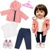 Gulxwis Vestiti per Bambole 35-43 cm, Set Abbigliamento 5 Pezzi Arancione Rosa con Giacca, Maglietta, Pantaloni, Scarpe e Appendiabiti, Outfit Bambola, Accessori Bambola, Regalo per Bambine
