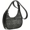 LAKCFSN Borsa a Spalla Donna con Strass, Hobo Bag Elegante in Pelle PU con Tracolla Regolabile, Borsetta a Mezzaluna per Cerimonia e Uscite, Nero