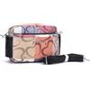 LAKCFSN Borsa a Tracolla Donna in Nylon Leggero, Borsetta Messenger con Fantasia Logo Iconico e Tracolla in Pelle PU, Elegante Camera Bag per Viaggi, Tempo Libero e Shopping, Cachi