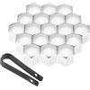 PATIKIL 17mm Tappi Gomme Auto, 20Pz Tappo Valvola Pneumatici Copridadi per Ruote Universali con Pinze per Vari Modelli di Auto Moto Camion SUV ATV, Argento