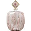 DRW Vaso decorativo da pavimento in vetro con coperchio in alluminio rosa e oro 47x29x14 cm
