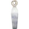 DRW Vaso decorativo da pavimento in vetro con coperchio in metallo in oro e bianco 104x28x28 cm