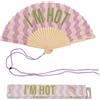 Fisura - Ventaglio Originale con Scritta "I'm hot", Ventaglio in Legno Moderno Lilla con Onde, Ventaglio a Mano con Laccetto Incluso, Idea Regalo Divertente, 42,5 x 23 cm