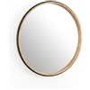 DRW Specchio da Parete Rotondo in Legno Naturale e Noce, 60 x 60 x 3,5 cm
