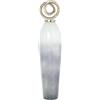 DRW Vaso decorativo da pavimento in vetro con coperchio in metallo in oro e bianco 117x28x28 cm