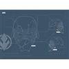 Komar Star Wars EP9 BluePrint Kylo Helmet - Dimensioni: 70 x 50 cm - Comar Poster da parete, stampa artistica (senza cornice)