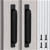 Songella Maniglia per Porta Scorrevole con Piastra Posteriore Maniglie per Porte Della Stalla per Armadio Cucina Garage 212mm 2pz Nero