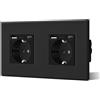 BSEED Doppia presa Schuko da parete con USB e vetro di tipo C, 3 in 1, prese da incasso a 2 vie, con potenza di ricarica USB da 2,1 A e adattatore di tipo C, presa di prolunga da 157 mm, colore nero