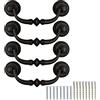 TopHomer Set di 4 maniglie vintage per cassetti, anelli antichi con viti e kit di viti universali da 12,5 cm, per camera da letto, bagno, cucina, armadio, armadio [ferro nero]