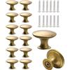 Fokroin Pomello per Mobili Vintage Ottone, 12, 30 mm, Maniglie Rotonde Antiche, Manico Rotondo a Foro Singolo con Viti Abbinate per Armadietti, Cassetti, Cucina, Bagno