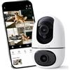 VIRTAVO XD1‑PRO Telecamera Wi‑Fi Interno Doppio Obiettivo, 2 Viste in 1 Schermo, 360° Pan/Tilt/Zoom, Smart Tracking, Audio Bidirezionale, Visione Notturna, Wi‑Fi 6 2,4/5 GHz, Senza Abbonamento
