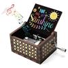Qzakce Carillon in Legno a Manovella Nero con Musica You Are My Sunshine Vintage Regalo Musicale per Compleanno Anniversario Natale San Valentino per Bambini Amici