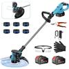 ponoseu Tagliabordi e Decespugliatore 2-in-1 a Batteria - Ø 30cm, Leggero 2,3kg, Testa 90° - Adatto per Comuni Batterie 18V/21V, incl. 4 Bobine (L)