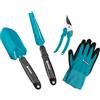 Gardena Equipaggiamento di Base Gardena: Kit per Giardino da 4 Pezzi, Forbici Universali, Stabile Trapiantatore, Estirpatore, Guanti da Giardino (8965-30)