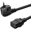 FSKE C19 Cavo Alimentazione 3 Metri, Euro Spina Schuko CEE7/7 a Presa IEC 320 C19, Nero per UPS, armadi rack, centro dati (250V 16A)
