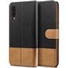 BEZ Cover per Samsung A50/ A30s, Custodia per Portafoglio Samsung Galaxy A50/ A30s Protettiva in Tela e PU Pelle Portafoglio Flip Cover con Chiusura Magnetica, Nero