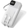 UMBRELLA powerbank 20.000 mAh bianca - powerbank con ricarica rapida da 22,5 W con PD 20W, cavo USB-C e Lightning integrato, display LCD, torcia LED, USB-A, USB-C e laccetto da trasporto
