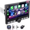 TANSHN DAB Autoradio 1 DIN Bluetooth con CarPlay wireless & Android Auto,con schermo 10 pollici Touchscreen Lettore, Mirror Link,FM Radio,Telecamera di backup,Bluetooth 5.0,AUX(RAM 2GB+ROM 64GB)