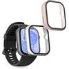kwmobile 2x Custodia Rigida Smartwatch Compatibile con Huawei Watch Fit 3 Cover - Case Vetro Temperato Orologio Fitness - argento/rosa antico