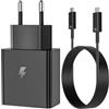 AIAUXAI Caricatore USB C con Cavo 1M per Samsung 60W Ricarica Rapida Nero