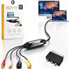 Ozvavzk Scheda di registrazione video, USB 2.0 Video Capture Card, VHS to Digital Converter, 1080P Video Capture Device Convert VHS VCR DVD to Digital Adapter with Scart/AV Adapter with Windows, Mac