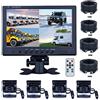 CAMECHO Sistema Telecamera Anteriore e Posteriore, Telecamere Posteriori Notturne Impermeabili Monitor LCD 9 Pollici con Cavi di Prolunga 10M / 20M, 12V 24V per Autobus