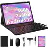 PIXGOOD Tablet 10 pollici Android 15 con 5G WiFi, 36GB RAM+256 GB ROM (1TB espandibile), Octa Core 2.0 GHz Tablet, 8000mAh, 5MP+8MP, WLAN, Bluetooth, GPS, Tablet in Offerta con tastiera ect (Grigio)