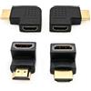 JZK 4x Adattatore HDMI angolare maschio-femmina, placcato oro 2X 90 gradi/270 gradi angolo retto + 2X 90 gradi angolo sinistro e destro connettore adattatore HDMI piatto verticale per TV, monitor