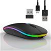 P37 Wireless Rechargeable Mouse with Mini USB 2.4GHz Receiver - Backlit Bluetooth Mouse for Laptop, PC, Mac, Computer, Chromebook, Notebook - Silent 3 DPI