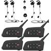 SolaMr V4C PLUS Interfono Arbitro, Bluetooth 5.1 Interphone per Orecchio Destro con Riduzione del Rumore CVC, Radio FM e Intercomunicazione a 4 vie per una Distanza di Fino a 1500 m - 4PACK
