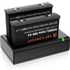 K&F CONCEPT 2 Batterie Compatibile con 360 X4, Batterie di Backup da 2350 mAh con Caricatore LED a Doppio canale USB Type-C, Compatibile con Insta360 X4 la Videocamera Sportiva