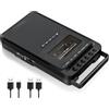 Gracioso Lettore a cassette portatile, registrazione a cassette, scheda USB/SD tramite microfono, cassetta a musica MP3 tramite scheda USB/SD/PC, registratore a cassette con manico estraibile (nero)