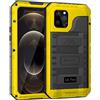 Beeasy Cover per iPhone 12 Pro IP68 Impermeabile Custodia Militare Antiurto Resistente 360° Metallo Armor Protezione Schermo Integrata Rugged Robusta Indistruttibile Subacquea Antipolvere Giallo