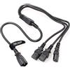 ZBLZGP Cavo di alimentazione IEC 320 C14 maschio a C13 femmina, C14 a C13 UPS/PDU, cavo di alimentazione splitter tipo Y, 250 V/10 A (C14-3xC13 1M)