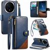LIAOCY Cover a Libretto per Honor Magic8 Pro/Magic 8 Pro, Custodia Portafoglio con Cerniera in Pelle PU[Stile Business], Cover Anticaduta con Supporto, Blue.
