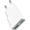 Bestwist Caricatore USB da 5 W, adattatore di ricarica universale ultra sottile (5 V 1 A) - 2 porte: USB-C + A - Compatibile con iPhone, lettori di eBook, spazzolini elettrici Xperia, lettori MP3 e