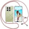 ISOI Cover con Cordino per Xiaomi 14T, Custodia Trasparente con Collana Tracolla Laccio Collo Ultra Sottile Morbido TPU Silicone Antiurto AntiGraffio Antiscivolo Case, Rosa