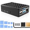Miuzei Aluminum Case per Raspberry Pi 4 con custodia in alluminio raffreddamento passivo Metal Case con adesivo termico Heatsink Cooler compatibile con RPi4 B 8GB/4GB/2GB