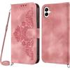 NETANY Cover per Samsung Galaxy A05 con Cordino, Flip Portafoglio Custodia in Pelle, [2 Porta Carte][Chiusura Magnetica],Custodia Libro Antiurto Cover con Laccio per Samsung A05 (Rosa)