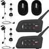 SolaMr V4C PLUS Interfono Arbitro, Bluetooth 5.1 Interphone per Orecchio Destro con Riduzione del Rumore CVC, Radio FM e Intercomunicazione a 4 vie per una Distanza di Fino a 1500 m - 2PACK