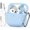 Joremx Custodia in Silicone Unica per AirPods 4 (Azzurro Magnetico) | Inclusi Set di Pulizia e Portachiavi, Coperchio Magnetico, Materiale morbido, Cover per AirPods 4 e AirPods 4 ANC (2024)