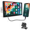 Fuluku 1 DIN Autoradio Bluetooth Touch Screen 9 Pollici Stereo Auto Schermo Double Din Radio Supporto FM, USB, EQ, Specchiamanto Telefono, con Telecamera Posteriore