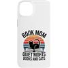 Reading Mom Cat Lover Custodia per iPhone 14 Plus Prenota Mamma Quiet Nights Libri E Gatti Lettura