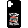 Mom Book Lover Library Custodia per iPhone 16 Plus Libro Mamma Purrfectly Perso In Storie Cat Reading